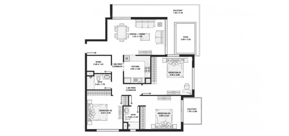 مخطط الطابق 154sqm