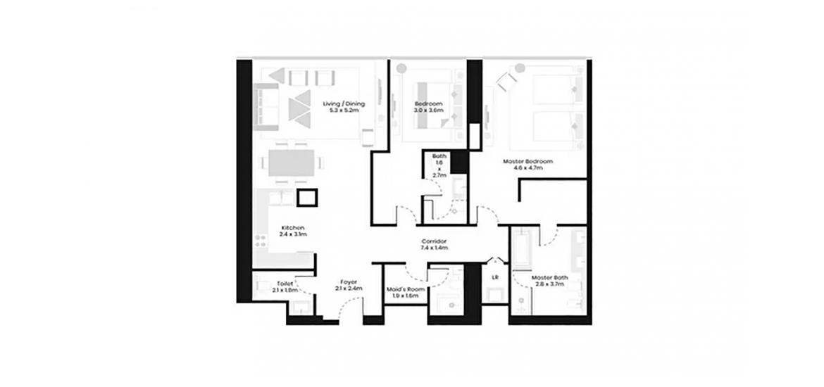 Floor plan «2BR», 2 bedrooms, in AVANI PALM VIEW