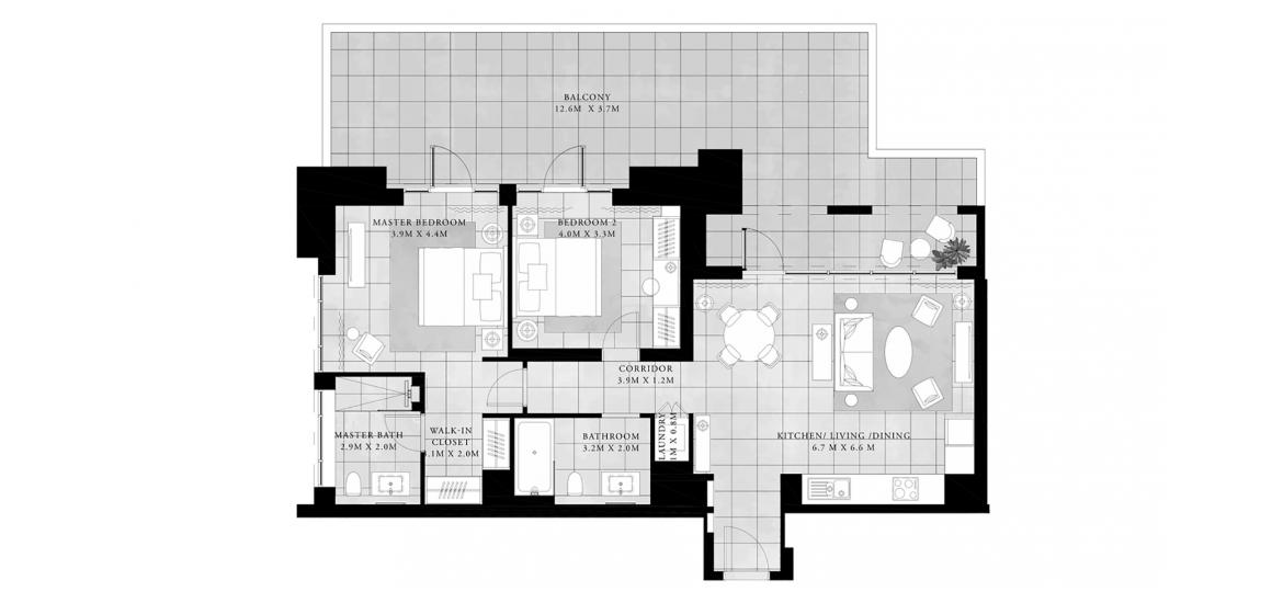Floor plan «2BR 166SQM», 2 bedrooms, in VIDA RESIDENCES