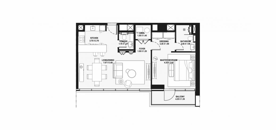 Floor plan «A», 1 bedroom, in LAGOON VIEWS