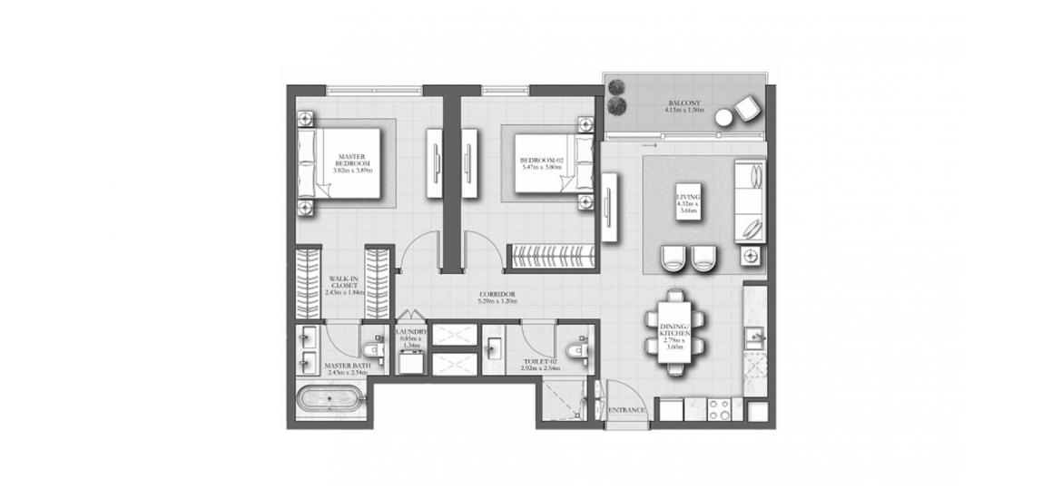 Floor plan «103SQM E», 2 bedrooms, in MARINA SHORES