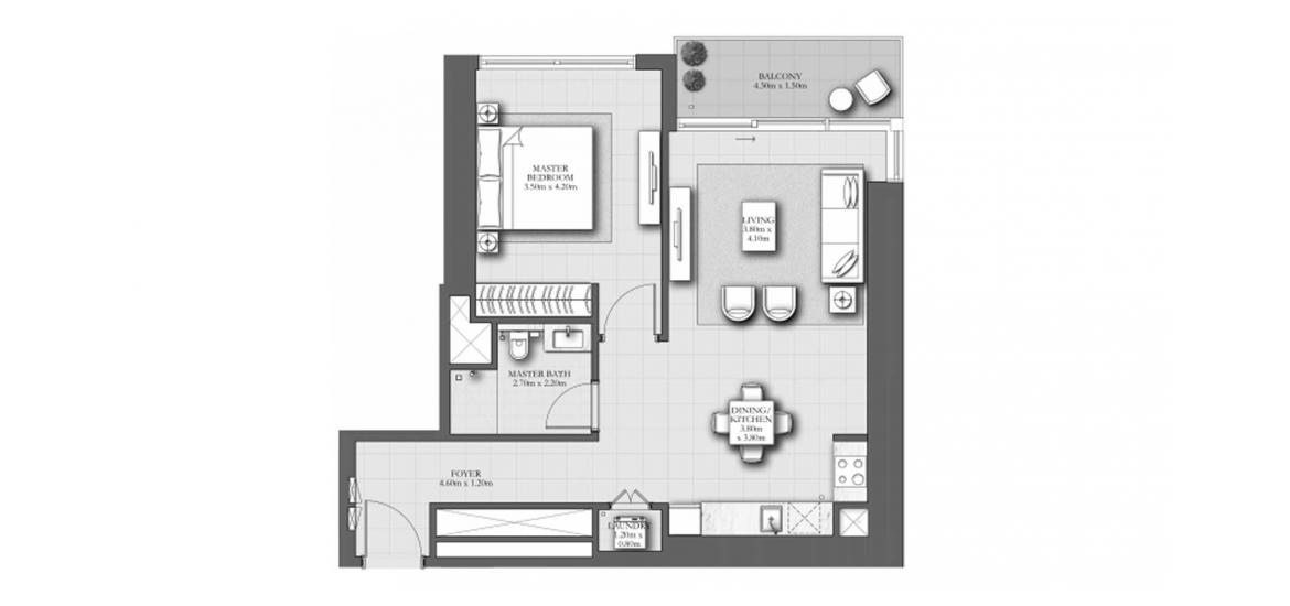 Floor plan «82SQM C», 1 bedroom, in MARINA SHORES