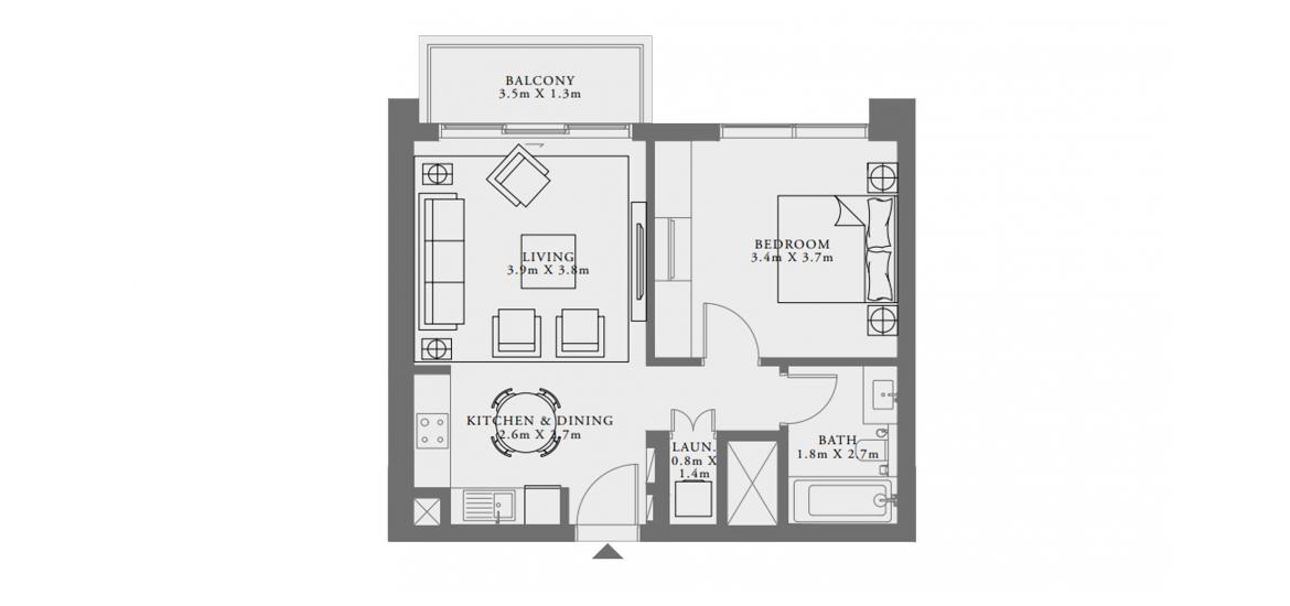 Floor plan «1-1C», 1 bedroom, in LIME GARDENS