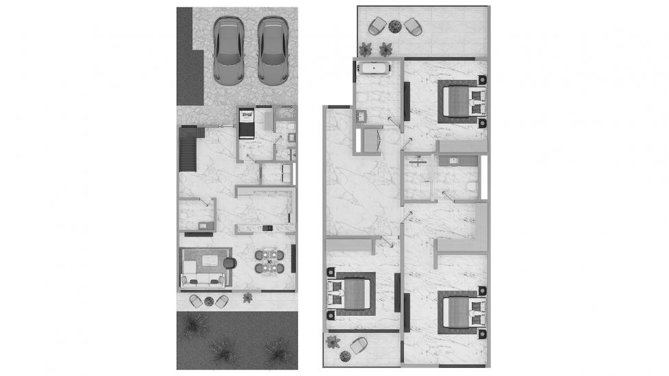 Apartment floor plan «AURA GARDENS 3BR 202SQM», 3 bedrooms in AURA GARDENS