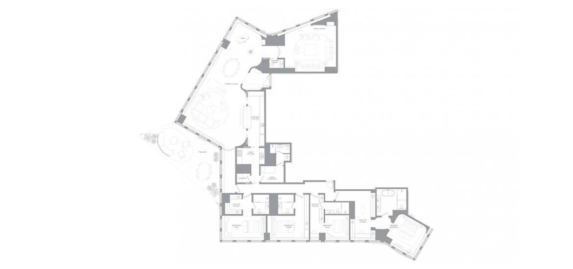 Apartment floor plan «BACCARAT HOTEL AND RESIDENCES 4BR 512SQM», 5 bedrooms in BACCARAT HOTEL AND RESIDENCES