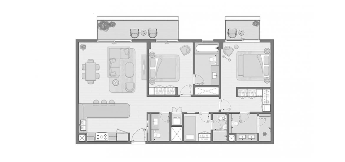 Apartment floor plan «131 SQ.M 2 BEDROOM TYPE 2B», 2 bedrooms in ELARA APARTMENTS
