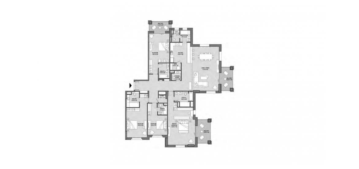 Plano del apartamento «C», 4 dormitorios en ASAYEL