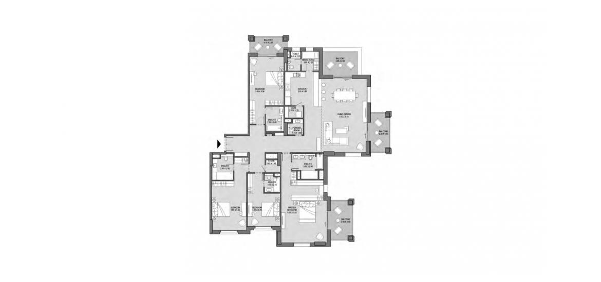 Plano del apartamento «B», 4 dormitorios en ASAYEL