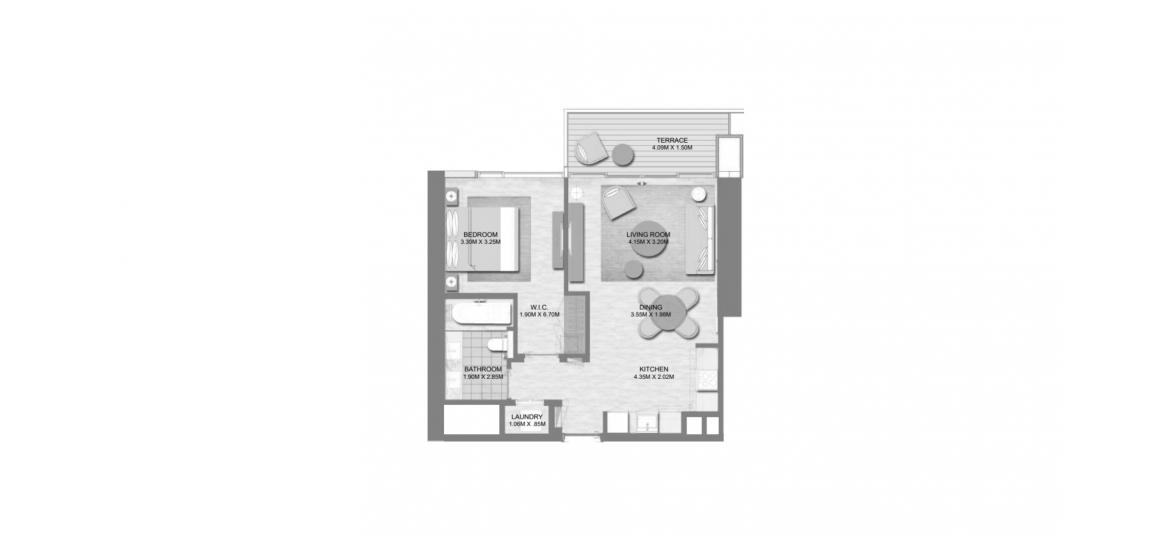 Plano del apartamento «A», 1 dormitorio en PALACE RESIDENCES