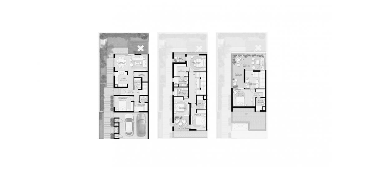 Plano del apartamento «B», 4 dormitorios en TILAL AL GHAF RESIDENCES