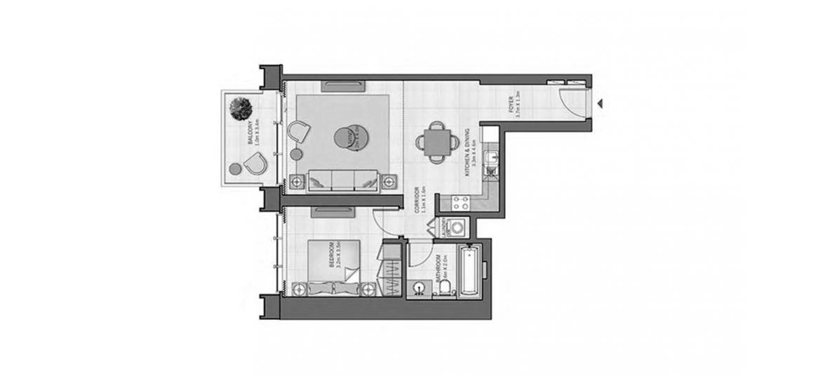 Plano del apartamento «THE GRAND 1BR 68SQM», 1 dormitorio en THE GRAND