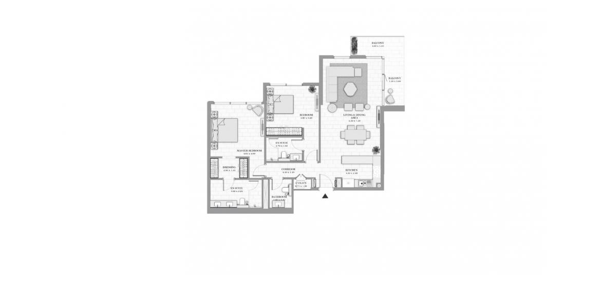 Plano del apartamento «LA VIE 130SQM», 2 dormitorios en LA VIE