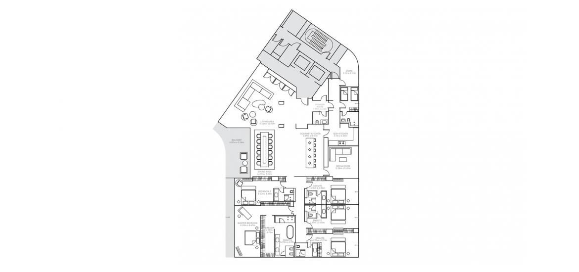 Plano del apartamento «B», 5 dormitorios en W RESIDENCES