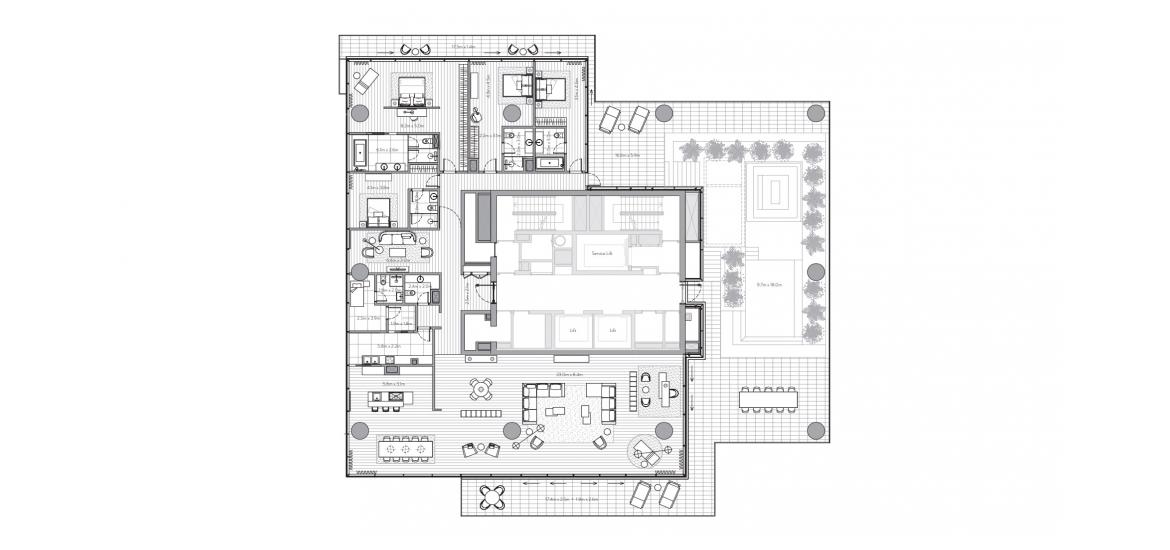 Plano del apartamento «E», 4 dormitorios en ONE PALM OMNIYAT
