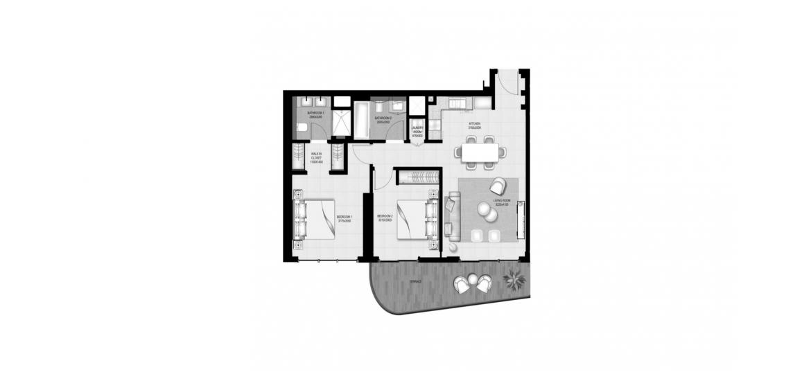 Plano del apartamento «B», 2 dormitorios en MARINA VISTA