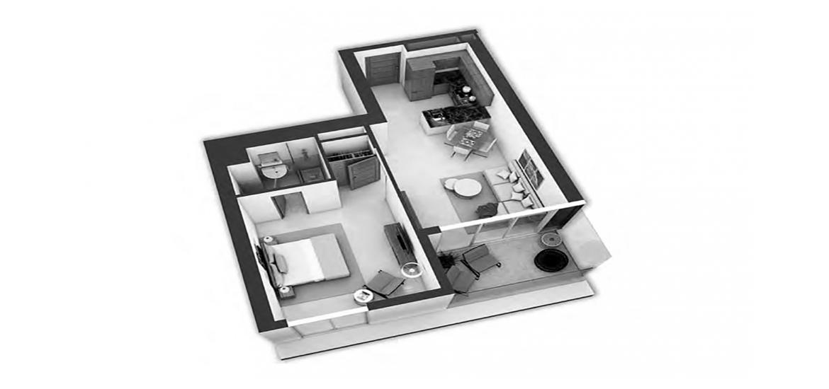 Plano del apartamento «1BR», 1 dormitorio en AYKON HEIGHTS