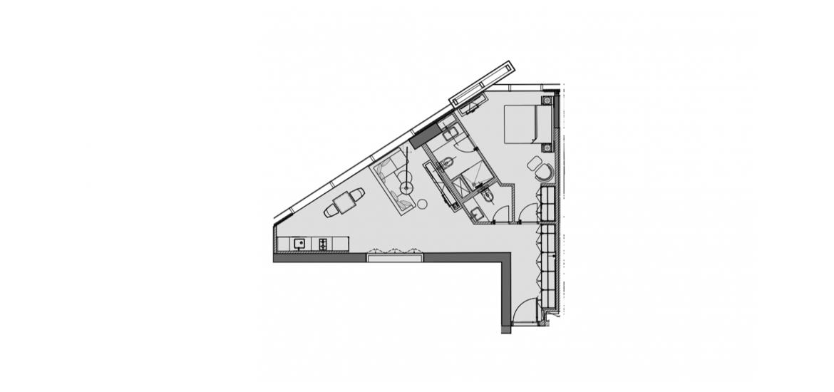 Plano del apartamento «B», 1 dormitorio en MARQUISE SQUARE
