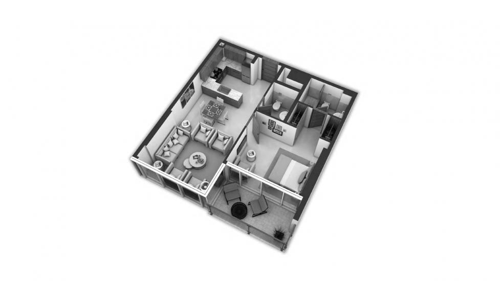 Plano del apartamento «B», 1 dormitorio en LORETO