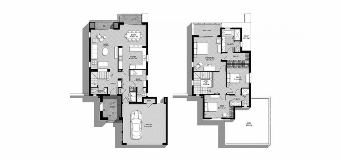 Plano del apartamento «A», 3 dormitorios en AZALEA VILLAS