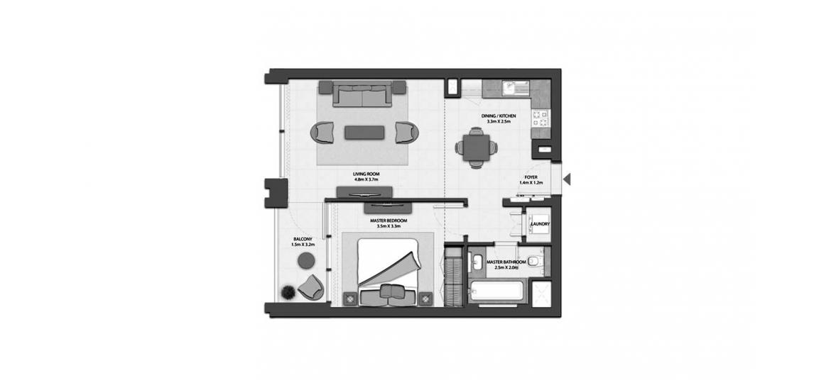 Plano del apartamento «HARBOUR GATE 1BR 63SQM», 1 dormitorio en HARBOUR GATE