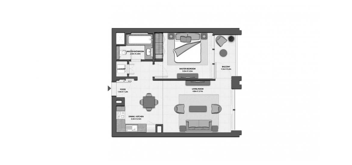 Plano del apartamento «HARBOUR GATE 1BR 62SQM», 1 dormitorio en HARBOUR GATE