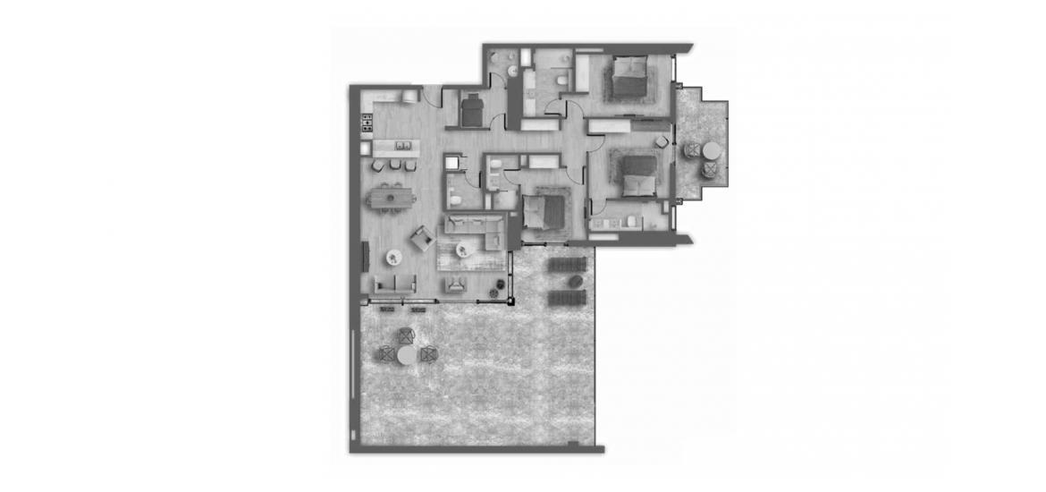 Plano del apartamento «E», 3 dormitorios en AHAD RESIDENCES