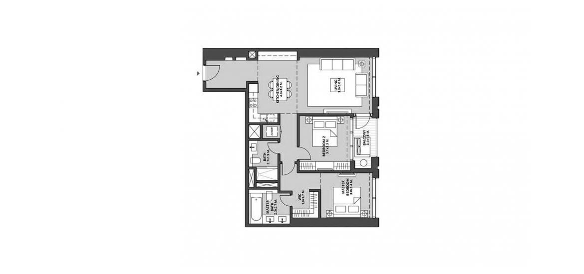 Plano del apartamento «DOWNTOWN VIEWS 2 2BR 102SQM», 2 dormitorios en DOWNTOWN VIEWS 2