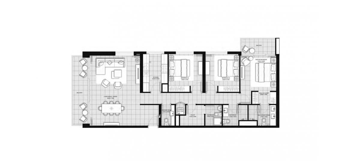 Plano del apartamento «A», 3 dormitorios en PARK HEIGHTS