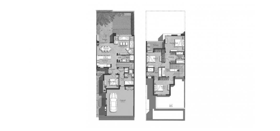 Plano del apartamento «B», 4 dormitorios en MAPLE 1 TOWNHOUSES