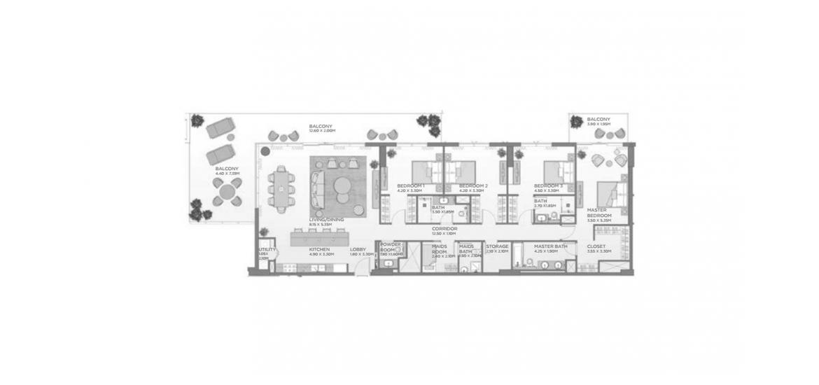 Plano del apartamento «286SQM A1», 4 dormitorios en CASTLETON