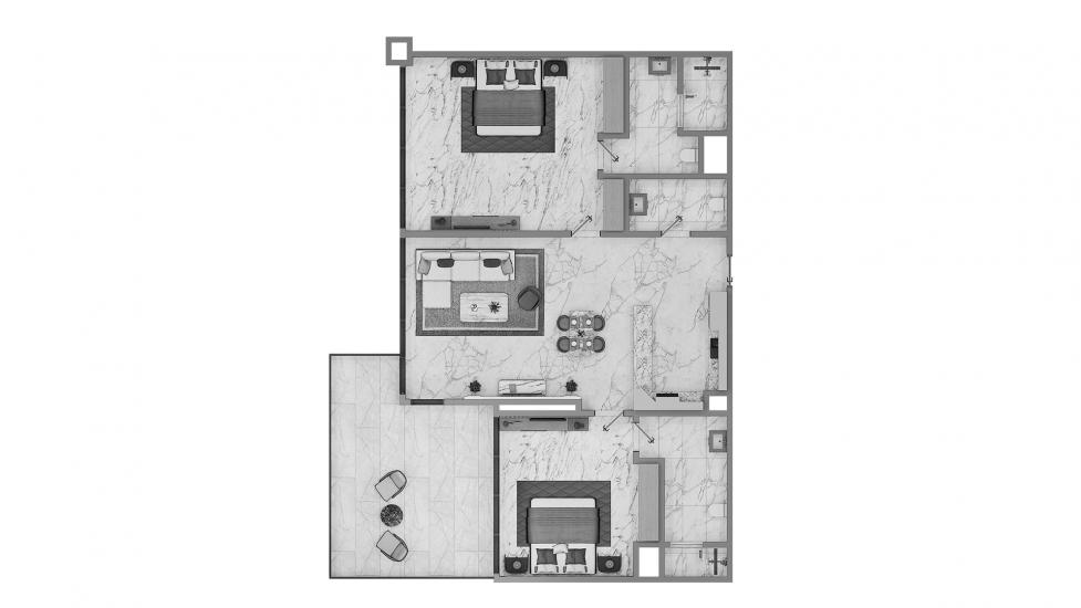 Plano del apartamento «2BR Type A3 99SQM», 2 dormitorios en ELEGANCE TOWER