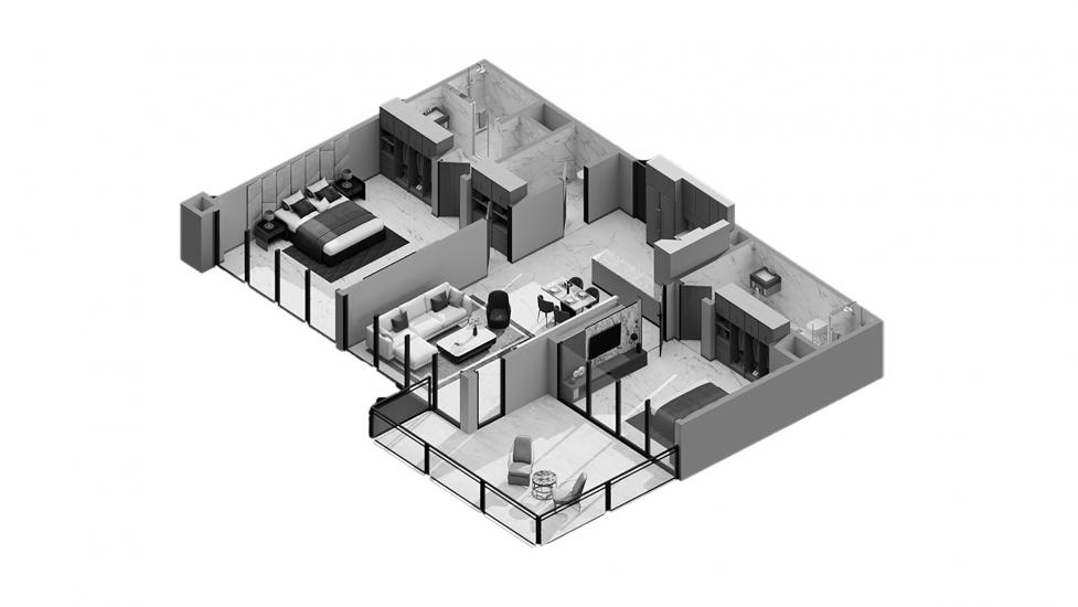 Plano del apartamento «2BR Type A3 99SQM», 2 dormitorios en ELEGANCE TOWER