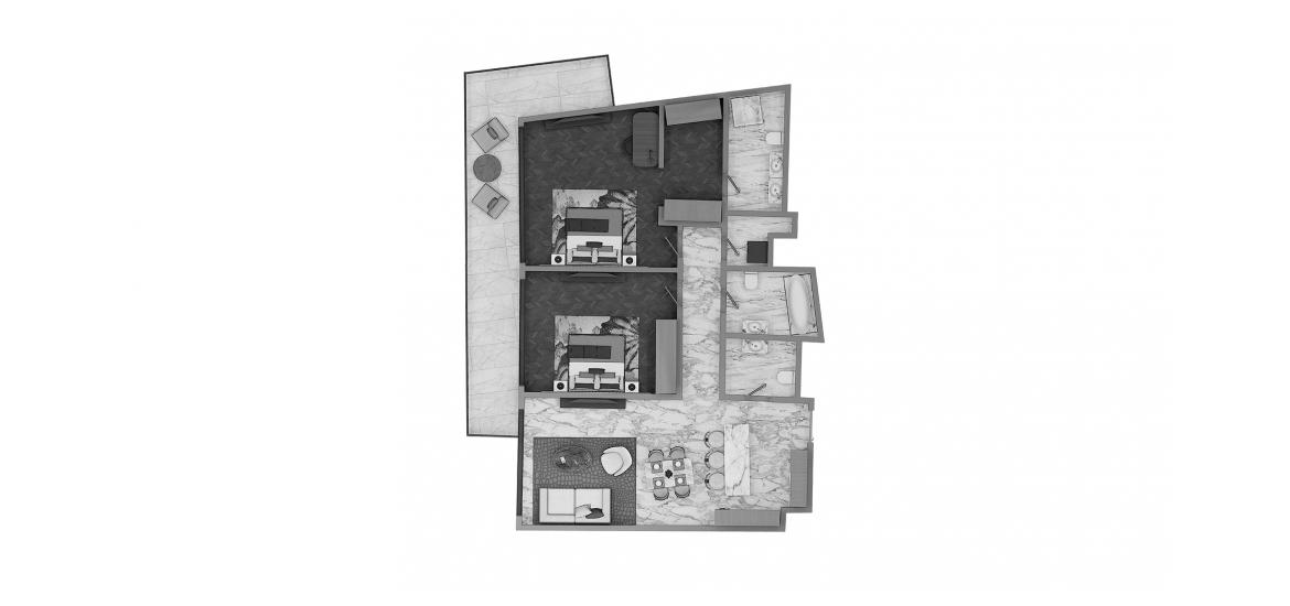 Plano del apartamento «2BR Type B 120SQM», 2 dormitorios en BELMONT RESIDENCE