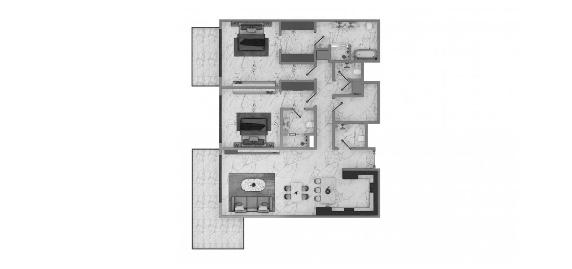 Plano del apartamento «2 Bedroom 01 158SQM», 2 dormitorios en CANAL FRONT RESIDENCES