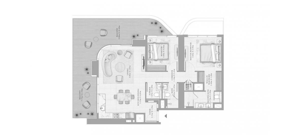 Plano del apartamento «2BR 06 147SQM», 2 dormitorios en BAYVIEW BY ADDRESS RESORTS