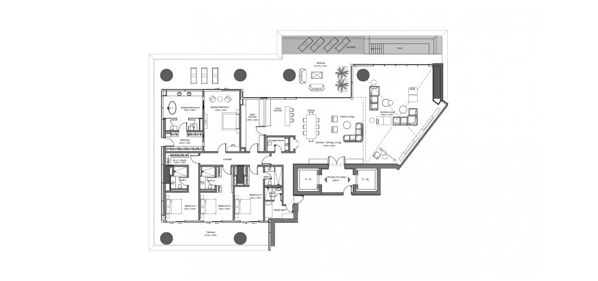 Plano del apartamento «685 SQ.M 4 BR», 4 dormitorios en VELA RESIDENCES
