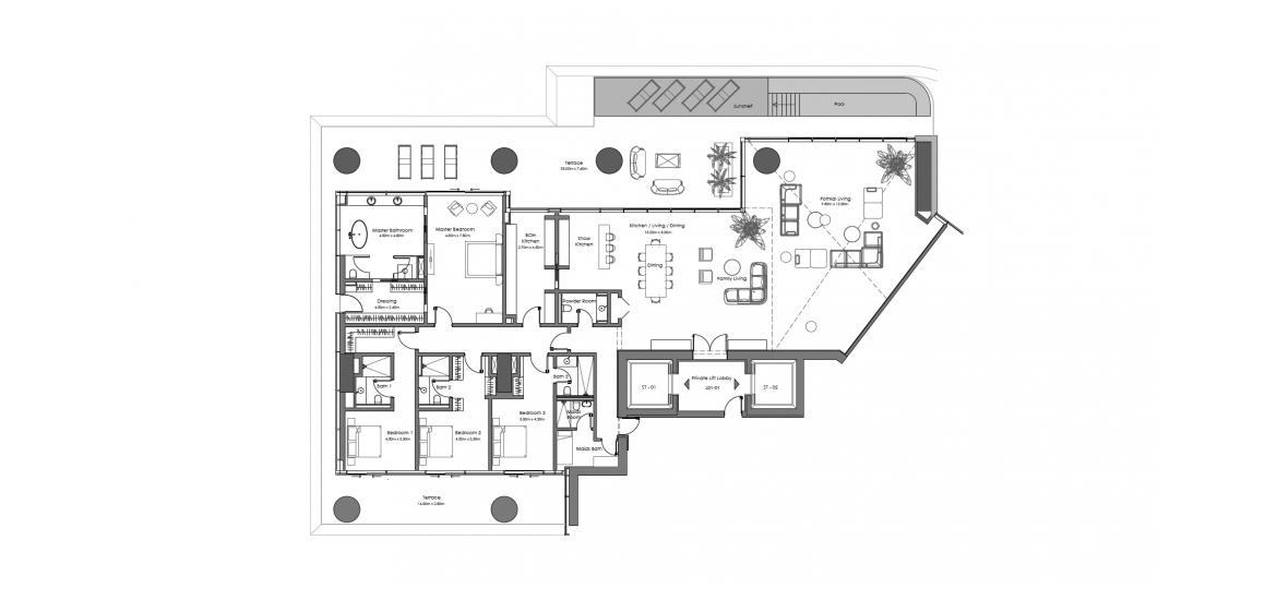 Plano del apartamento «682 SQ.M 4 BR», 4 dormitorios en VELA RESIDENCES