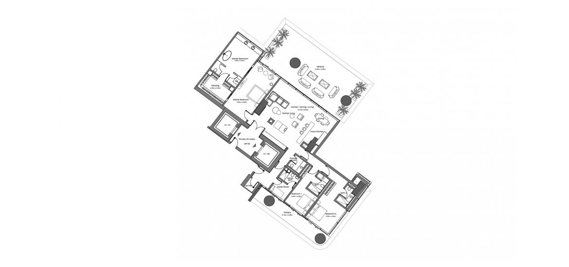 Plano del apartamento «395 SQ.M 3 BR», 3 dormitorios en VELA RESIDENCES
