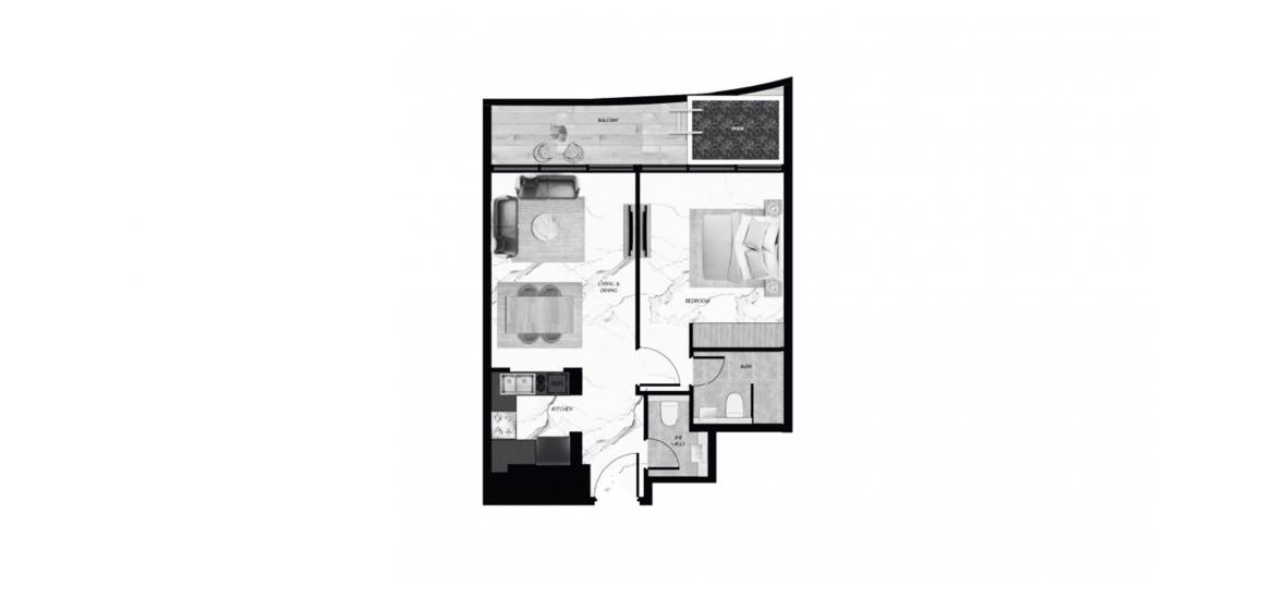 Plano del apartamento «SAMANA BARARI VIEWS 1 BEDROOM WITH POOL», 1 dormitorio en SAMANA BARARI VIEWS