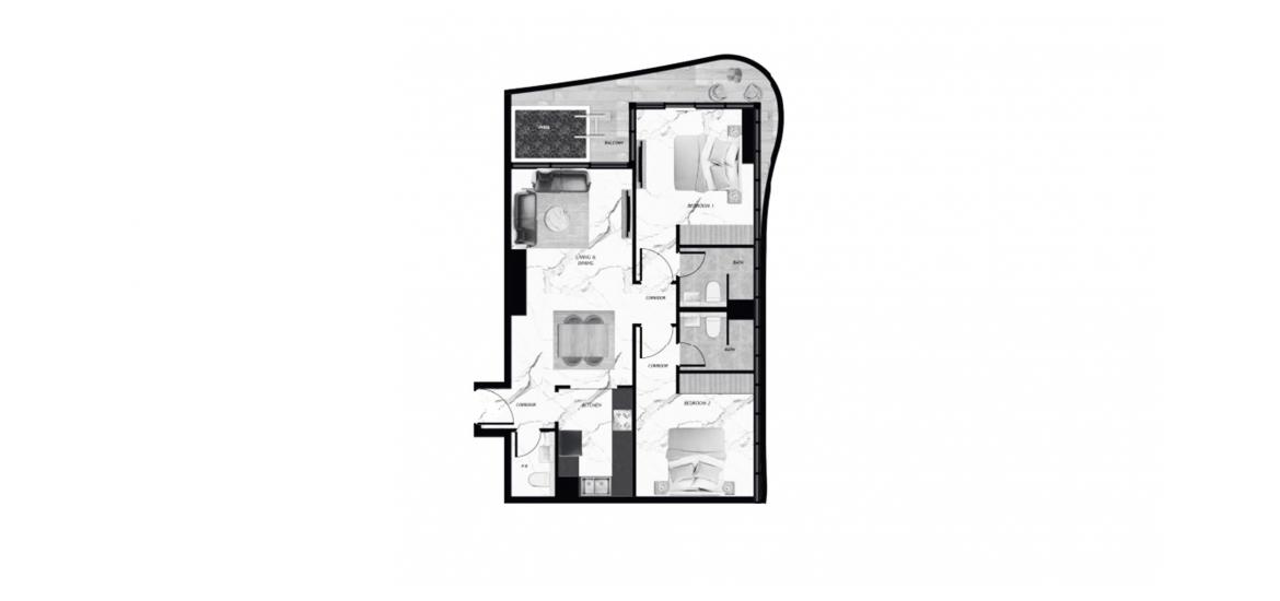 Plano del apartamento «SAMANA BARARI VIEWS 2 BEDROOM WITH POOL», 2 dormitorios en SAMANA BARARI VIEWS