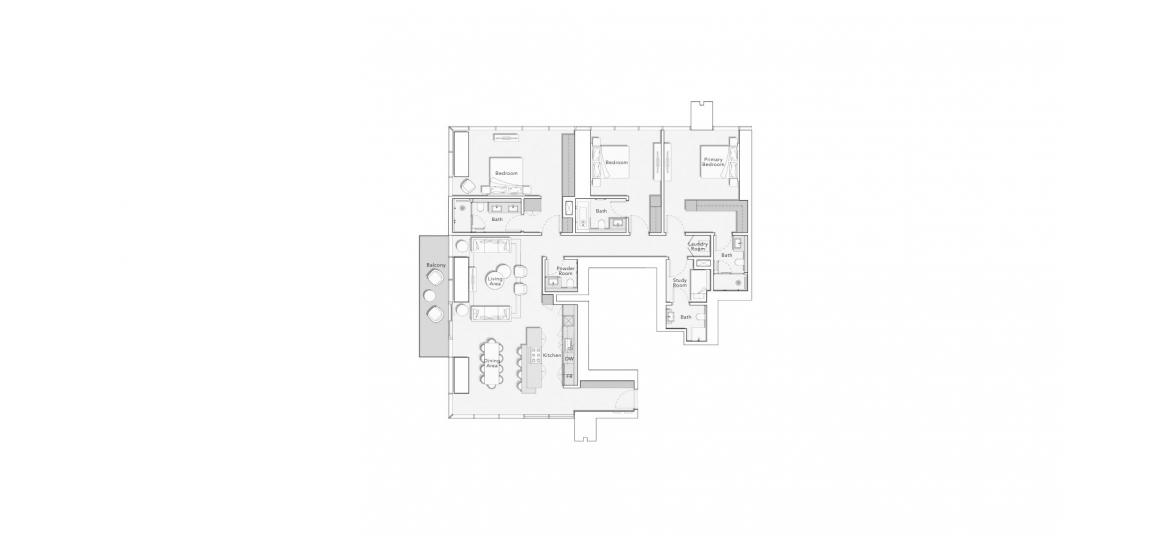 Plano del apartamento «ONE RIVER POINT 3BD 2397 TYPE A», 3 dormitorios en ONE RIVER POINT