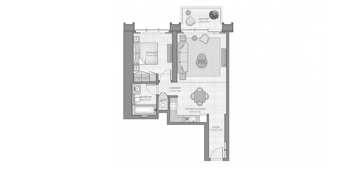 Floor plan «A», 1 bedroom, in THE GRAND