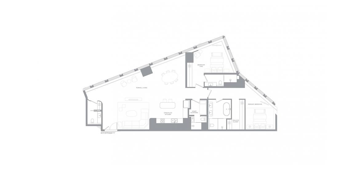 Apartment floor plan «BACCARAT HOTEL AND RESIDENCES 2BR 199SQM», 2 bedrooms in BACCARAT HOTEL AND RESIDENCES