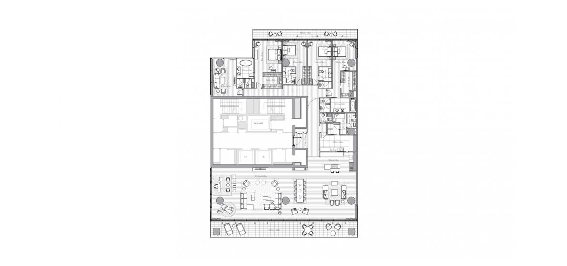 Plan d'étage de l'appartement «A», 4 chambres à ONE PALM OMNIYAT