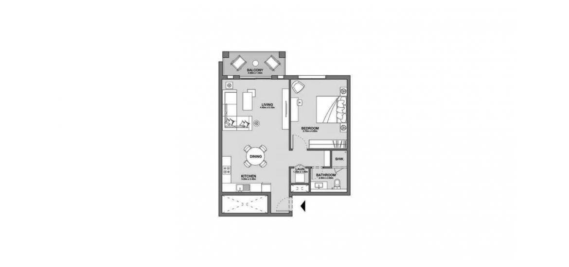 Plan d'étage de l'appartement «A», 1 chambre à coucher à MADINAT JUMEIRAH LIVING