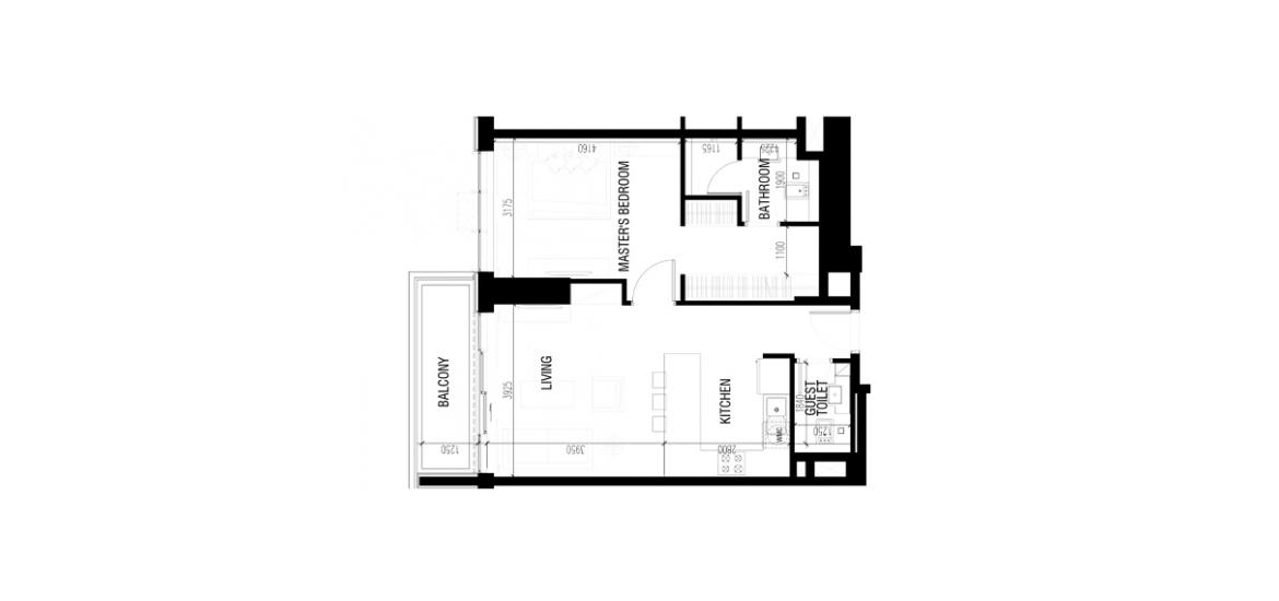 Plan d'étage de l'appartement «A», 1 chambre à coucher à MBL RESIDENCE