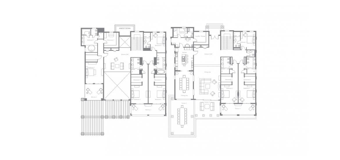 Plan d'étage de l'appartement «A», 7 chambres à XXII CARAT