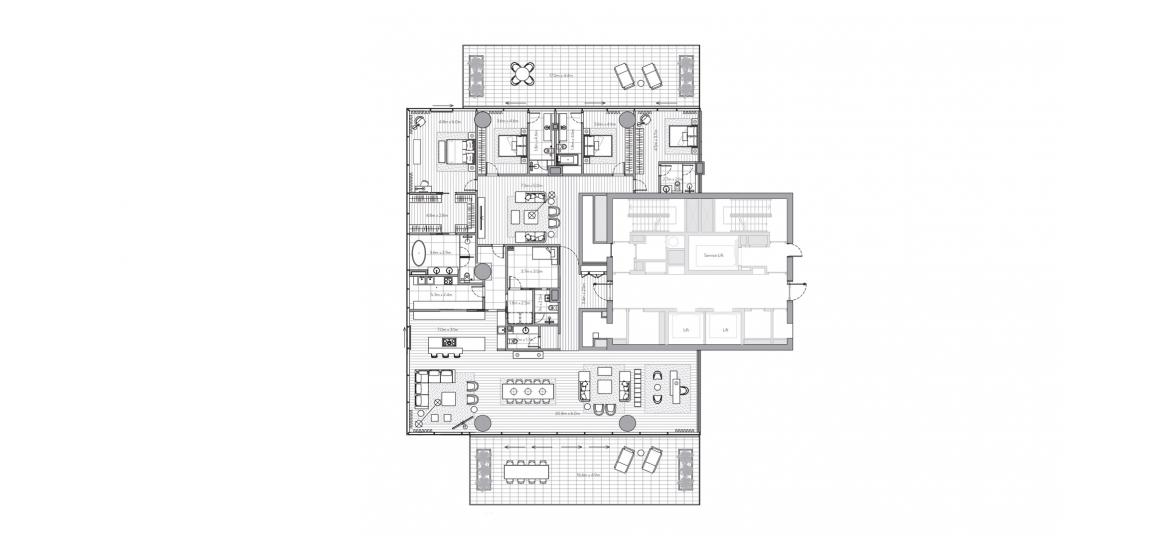 Plan d'étage de l'appartement «D», 4 chambres à ONE PALM OMNIYAT