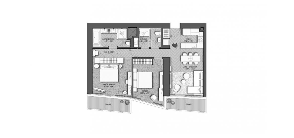 Plan d'étage de l'appartement «THE ADDRESS RESIDENCES DUBAI OPERA 2BR 115SQM», 2 chambres à THE ADDRESS RESIDENCES DUBAI OPERA