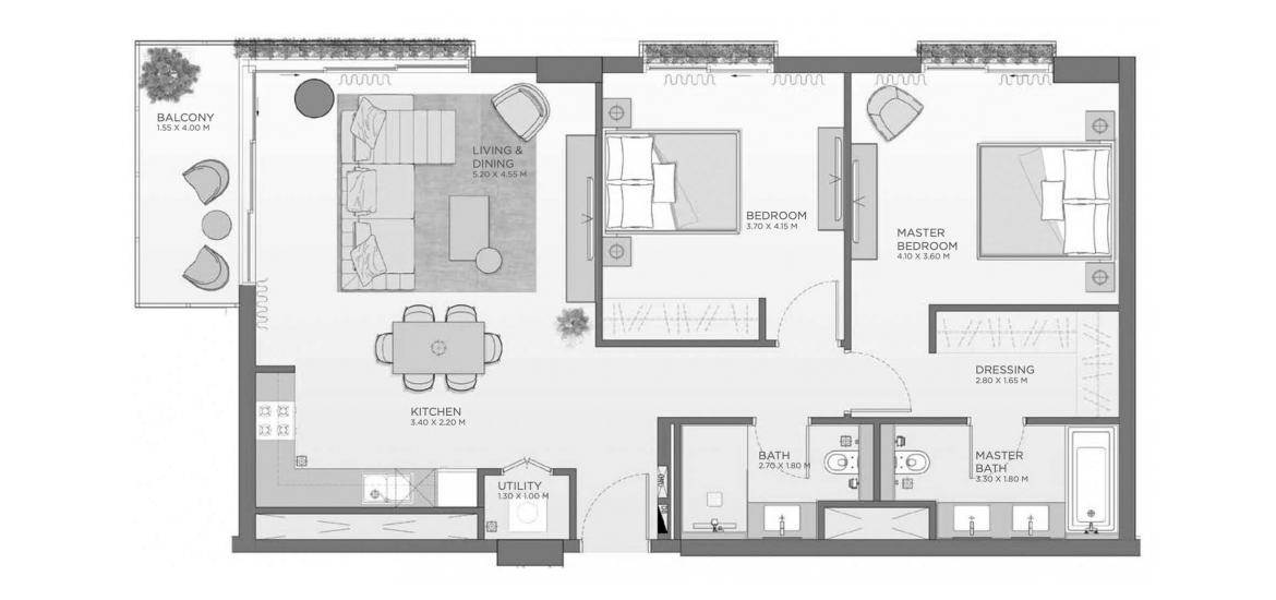 Plan d'étage de l'appartement «107sqm», 2 chambres à MYRTLE